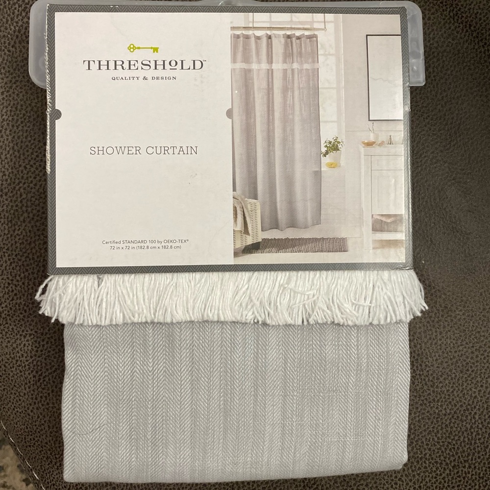 Gray Woven Herringbone Shower Curtain